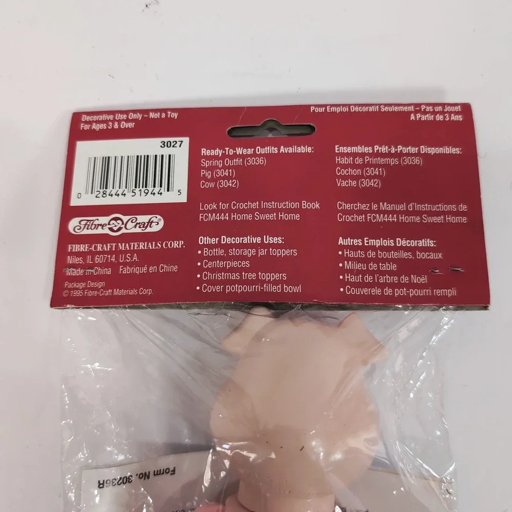 Fibre Craft 3027 Barnyard Friends Pig Piggy Air Freshener Doll 1995 W/Instrucion